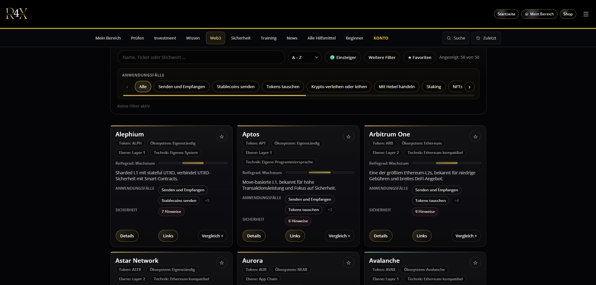 Blockchain Navigator: Chain Übersicht