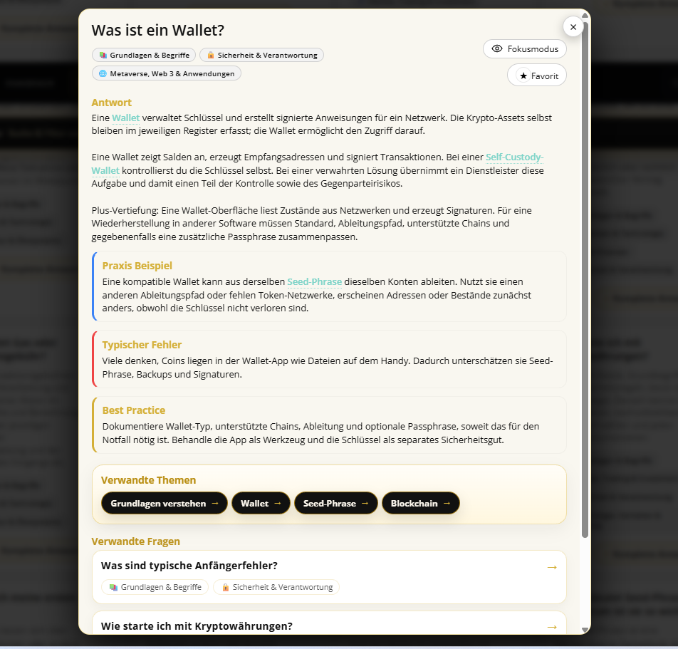 Insights-FAQ: vollständige Antwort am Beispiel Wallet