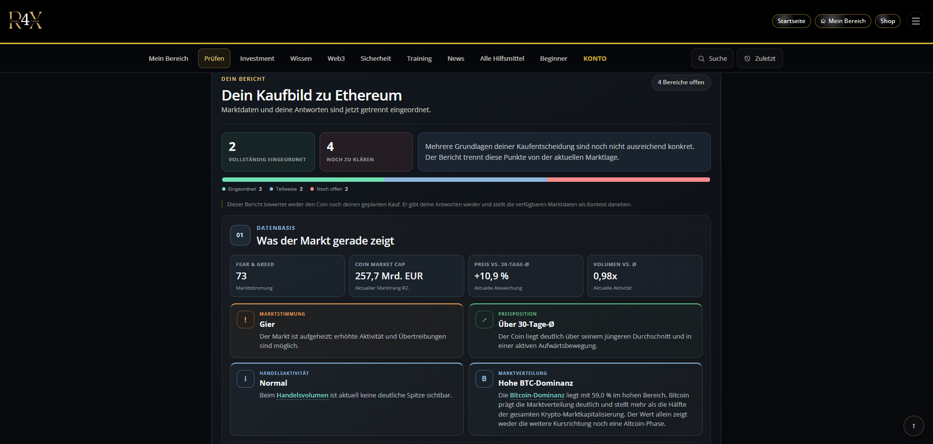 Kaufcheck: Kaufbild und Markt-Kontext